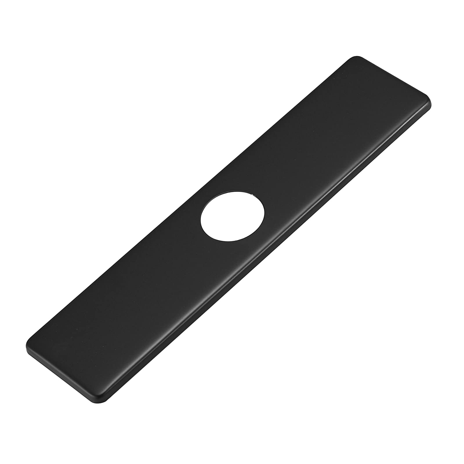 Photo 1 of Greenspring Matte Black Faucet Plate, Sink Hole Cover, Faucet Deck Plate 10 Inch 1 or 3 Hole Long Rectangle Cover Deck Plate Faucet Escutcheon for Bathroom Kitchen Vanity Sink Faucet Stainless Steel