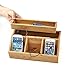 Mind Reader Bamboo Charging Station, Desk Supplies Organizer, 3 Compartment, Removable Tray, Brown