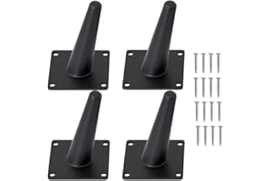 FIVEPEARS 4 PCS 4 Inch Heavy Duty Matte Black Metal Slant Angled Tapered Legs Set for Furniture, Mid Century Modern Style Feets for Coffee Table Couch Sofa Cabinet Chair Dresser Bed Desk Credenza
