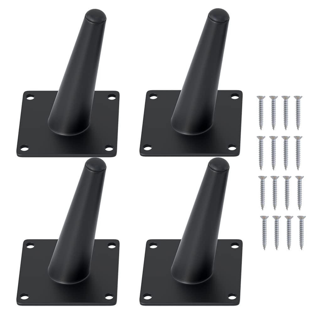 Photo 1 of FIVEPEARS 4 PCS 4 Inch Heavy Duty Matte Black Metal Slant Angled Tapered Legs Set for Furniture, Mid Century Modern Style Feets for Coffee Table Couch Sofa Cabinet Chair Dresser Bed Desk Credenza
