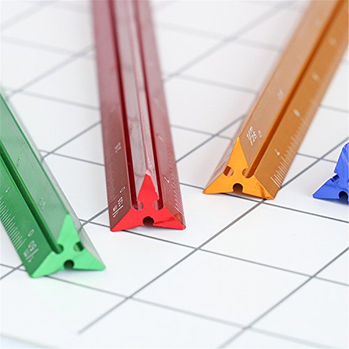 Ownstyle Architectural Engineers Triangular Scale 15 Cm Metric Metal Triangular Scale Ruler (Small proportion, Blue)