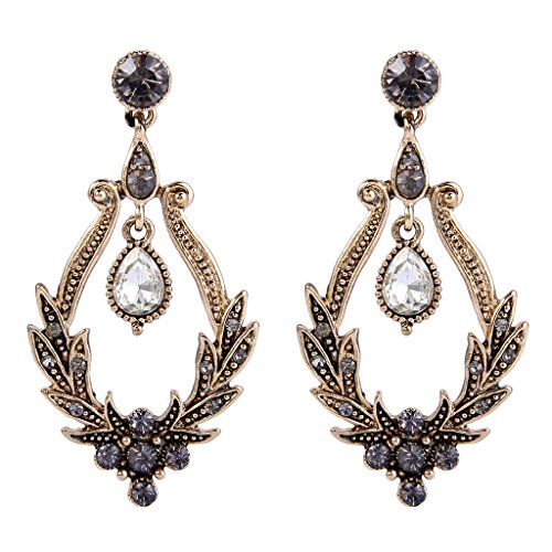 BriLove Women s Vintage Inspired Crystal Chandelier Birthstone Drop Pierced Dangle Earrings Clear