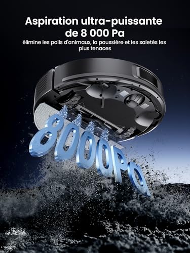 Proscenic Q10+ Robot Vacuum Cleaner, 8000Pa 200 Mins Robot Vacuum Cleaner with Mop, Navigation Lidar, Multi-Stage Mapping, Obstacle Avoidance, Silent, for Pet Hair Carpets Hard Floors
