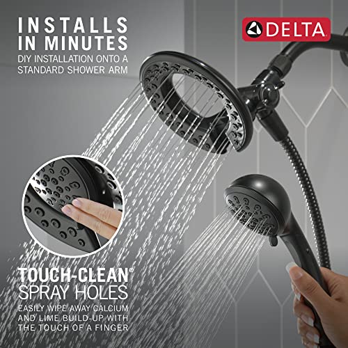 Delta Faucet 4Spray In2ition 2in1 Dual Shower Head With Handheld, TouchClean Matte Black