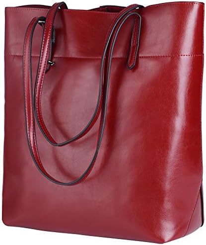 Haming Women Handbag Genuine Leather Shoulder Bag Fashion Real Leather Tote Red-V