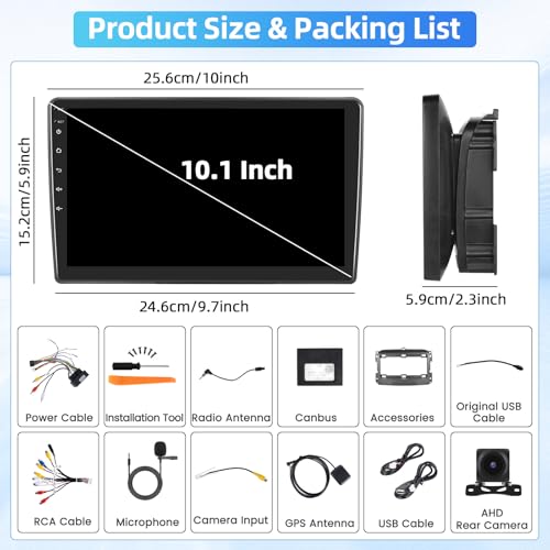 Fuluku 4+64G Android Car Radio for Fiat 500L 2012 2013 2014 2015 2016 2017 with Wireless Carplay & Android Car, 10.1 Inch IPS Touch Screen Radio with Bluetooth 5.0/GPS/Rear Camera/FM/WiFi/SWC