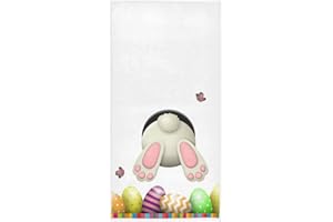PFREWN Easter Eggs Bunny Tail Hand Towels 16x30 in Spring Butterfly Striped Bathroom Towel Ultra Soft Highly Absorbent Bath Towel Kitchen Dish Guest Towel Happy Easter Day Decorations