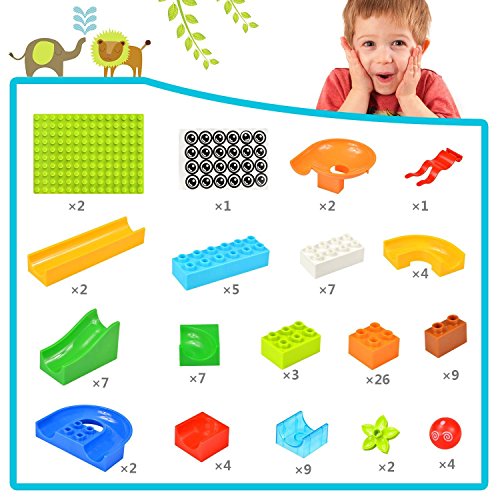 Victostar Marble Run Building Blocks Construction Toys Set Puzzle Race Track for Kids 97 Pieces