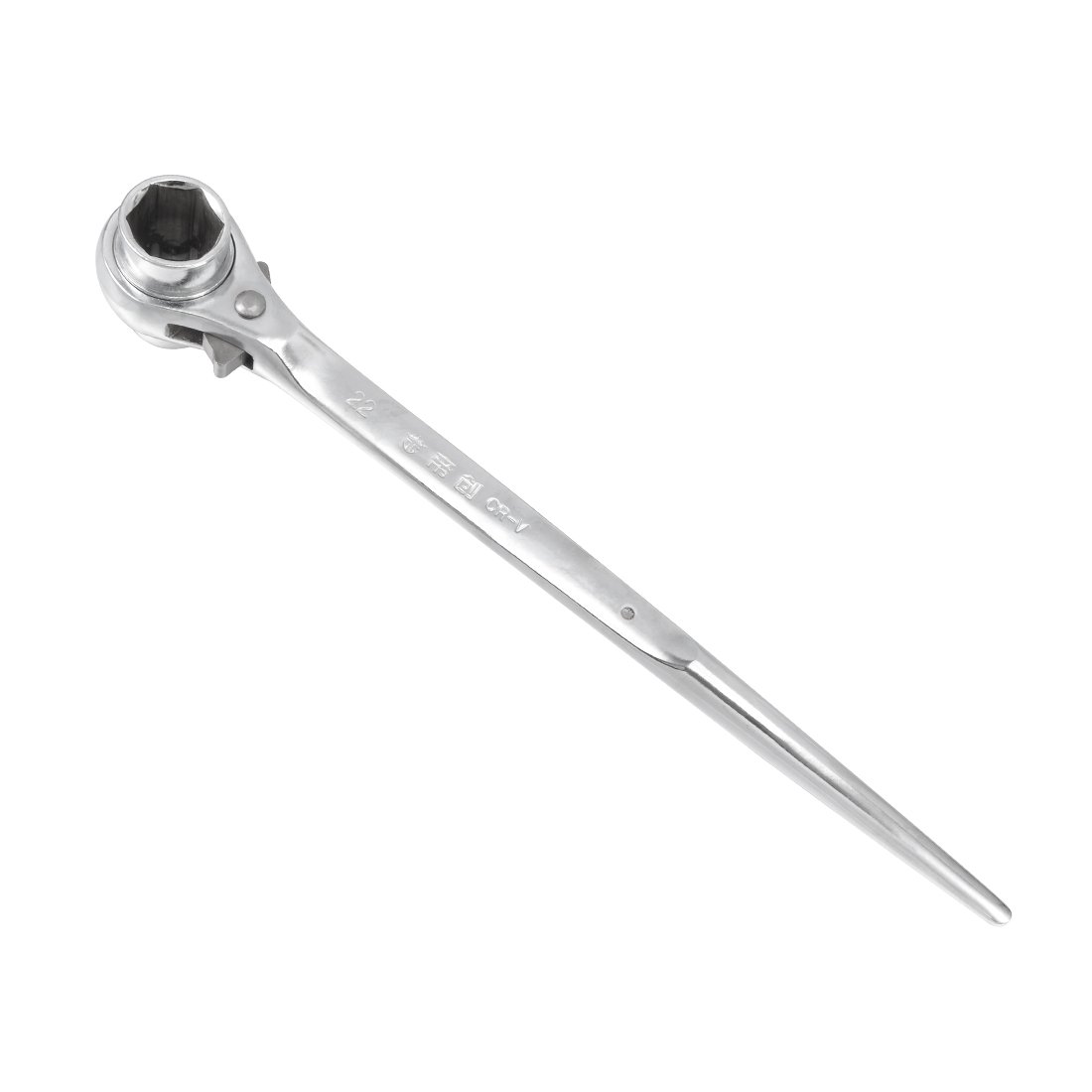 sourcing map 19 x 22mm Forging Podger Scaffold Ratcheting Socket Polish Chrome Finish Wrench, Cr-V