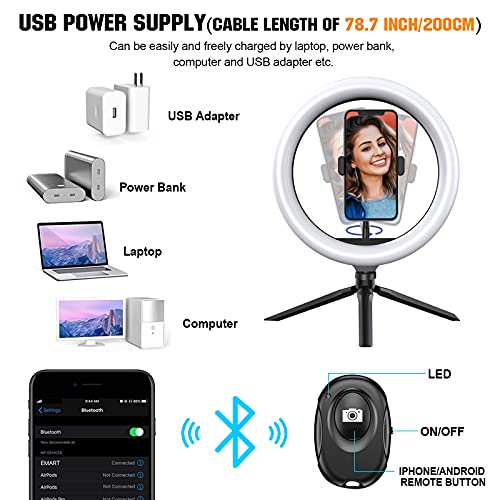 10\'\' RGB Selfie Ring Light with Stand & Phone Holder, HLTJAN Circle Light with 18 Light Modes & 12 Brightness Level & Wireless Remote Shutter for Live Stream/Instagram/YouTube Video/TikTok/Makeup