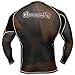 Hayabusa Metaru 47 Silver Long Sleeve BJJ Rash Guards (Black/Brown, S)