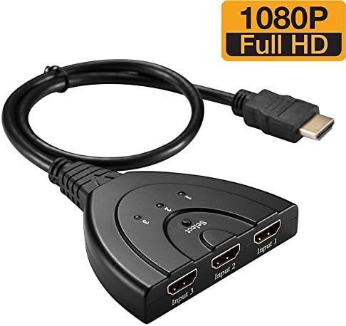 HDMI Switch, ONSEMI 3 Port HDMI Switch High Speed HDMI Switcher with Pigtail Cable Support Full HD 1080P and 3D