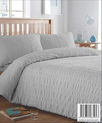 Value Comfort Home Luxury SEERSUCKER STRIPE Cotton Rich Duvet Cover & Pillowcase/s Bedding Bed Linen Set Double Silver