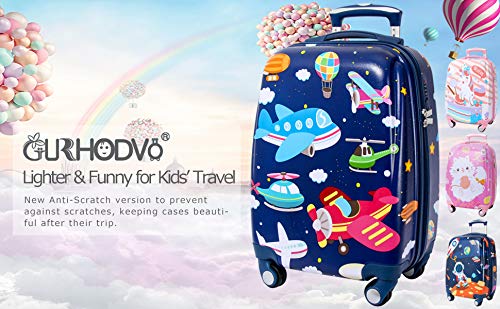 Kids Carry On Luggage for Boy's, Girl's Children Rolling Suitcase with 4 Spinner Wheels Hardshell Case for Toddler to Travel (airplane)