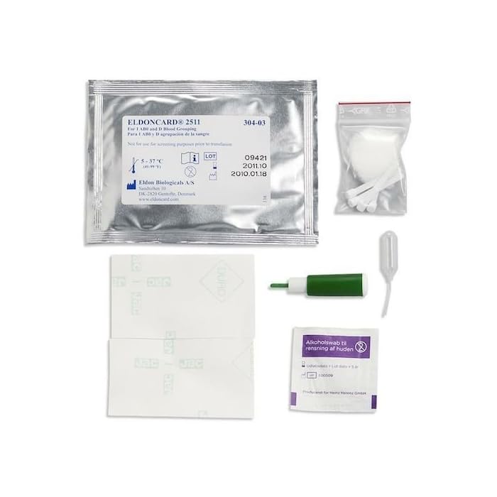 Eldoncard INC Rapid Blood Type Test (2 COMPLETE KITS) - Air Sealed Envelope, Safety Lancet, Micropipette, Cleansing Swab