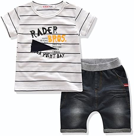 Short Sleeve T-shirt and Shorts, Gmayoo Kids 2 PCS Children Summer Outfit Clothing Short Sets, Baby Boy Cotton Pajamas for Toddler Boys (5 For 4-5 Years, RADER BROS)