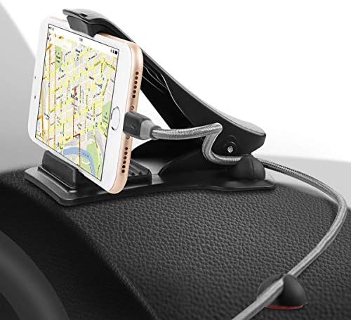 Car Phone Mount, SAWAKE Car Dashboard Phone Holder HUD Design Non-Slip Car Phone Mount Stand Universal Phone Holder Cradle with 3 Cable Clip Holders for Safe Driving, for iPhone X, 8, 7 Plus, Samsung