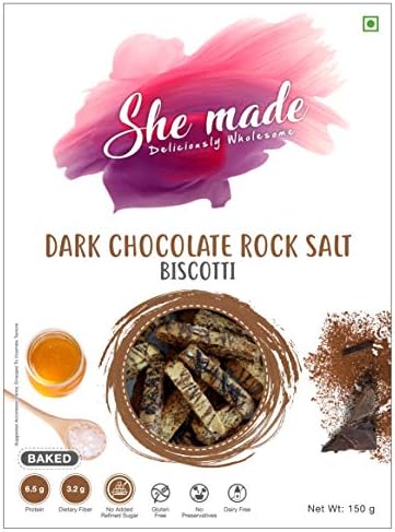 Sattva Gourmet Foods Sujatha-She Made Biscotti (Dark Chocolate and Rock Salt) - Pack of 2