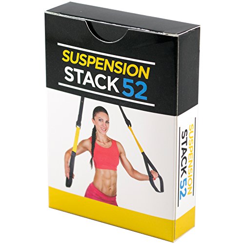 Stack 52 Suspension Exercise Cards for TRX, Woss, and Ritfit Trainer Straps. Suspended Bodyweight Resistance Workout Game. Video Instructions Included. Fun at Home Fitness Training Program.