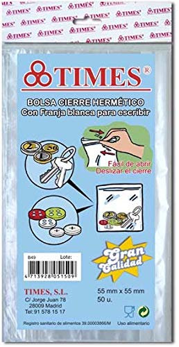 Pack of 600 Airtight Bags 55mm x 55mm Plastic Transparent Zip Closure with Writing Band | Suitable for Food Use and Heavy Duty ze