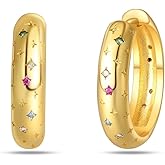 Cycuff 925 Sterling Silver Hoop Earrings Colorful Cubic Zirconia Jewelry Earrings for Women Set Earring Gifts for Her