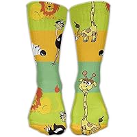 Jadetian Savannah Animals Giraffe Lion Unisex Athletic Breathable Socks Ankle Socks Casual Sport Socks