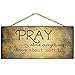 P. Graham Dunn Pray About Everything Worry About Nothing Wooden Sign with Jute Rope Hanger