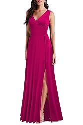 MUSHARE Women's V Neck Sleeveless Split Formal