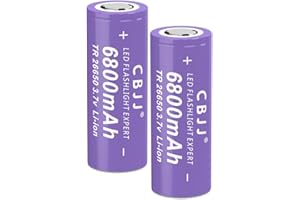 CWUU 3.7V 26650 Rechargeable Battery, 3.7 Volt Battery 6800mAh for Flashlights, Headlamps & More, 2 Pack