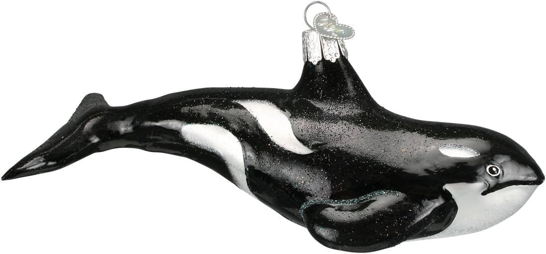 Old World Christmas Ornaments Orca Whale Glass Blown Ornaments for Christmas Tree — image 1