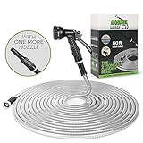 BOSNELL 50FT Metal Garden Hose, Dog Free and Kink Free,304 Stainless Steel Hose with 2 Free Nozzles, Lightweight, Ultra Flexible and Tangle Free, Cool to Touch, Outdoor Hose