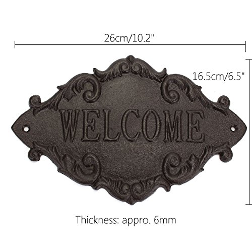 Katoot@ Cast Iron French Country Cottage WELCOME Sign Plaques Wall Sticker Outdoor 3D Beer Bar Vintage Home Decor - Thumbnail 2