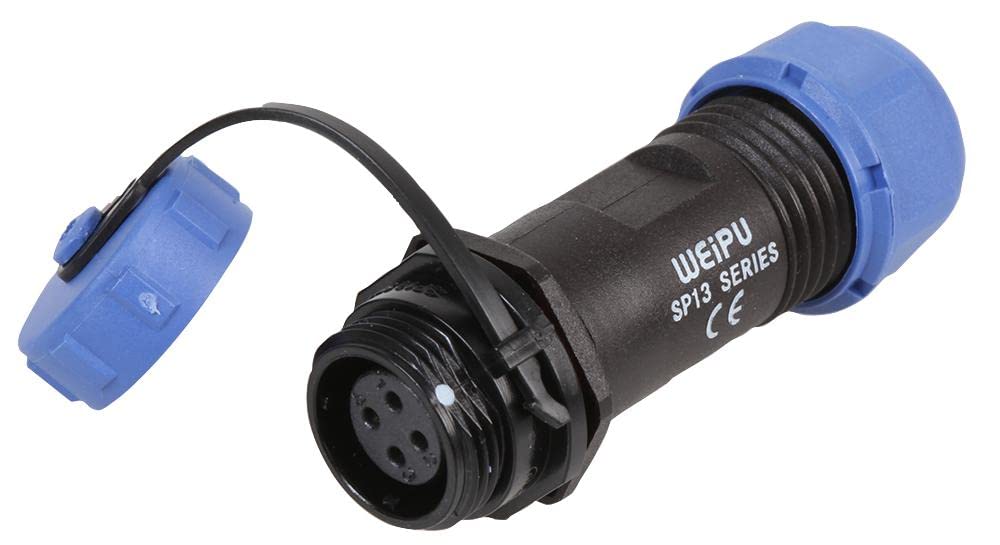 PRO ELEC SP13 Series Circular Connector – 4-Contact Cable Mount Receptacle, Threaded, Solder Socket, IP68, 5A, 200V AC, Nylon Body – PELR0137