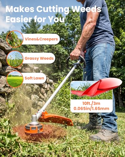 10 Packs Replacement Grass Trimmer Spool Works with Worx All Grass Trimmers with 20 V, 1.65 mm Diameter and 3 m Length Thread Spool, Includes 8 Packs of Grass Trimmer Thread and 2 Packs of Cap Lid
