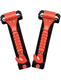 CUXUS 2 Pack Car Safety Hammer, Window Breaker Seatbelt Cutter Auto Bus Emergency Escape Tool, Vehicle Window Punch Glass Breaker Auto Rescue Kit Life Saving Hammer with Holder