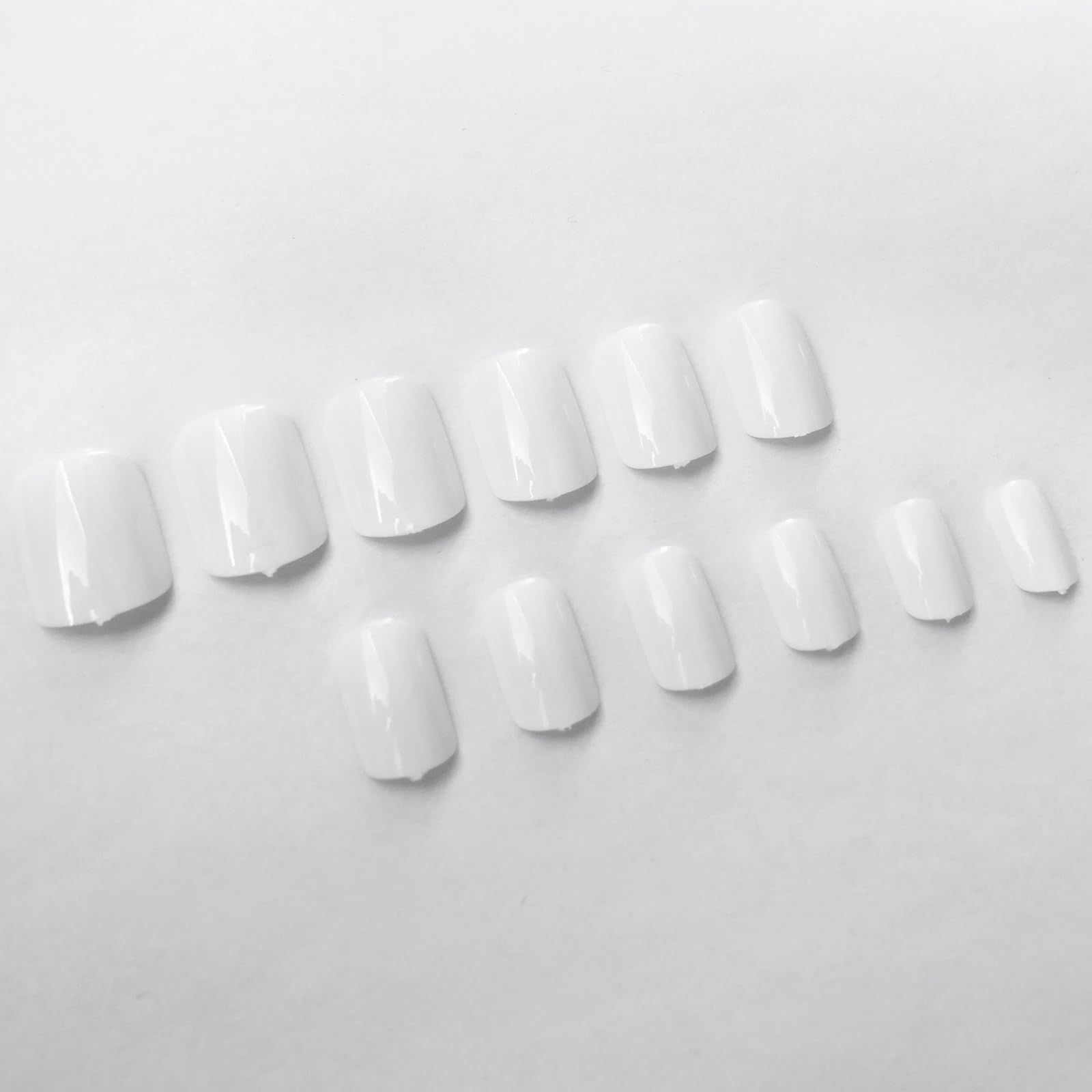 LuckForever Short Press on Nails 240pc Glossy White Press on Nails Short Square Round Fake Nails Full Cover 10 Sheets Nail Adhesive Tabs,Small Wooden Sticks and Nail Files False Nails for Women - Image 6