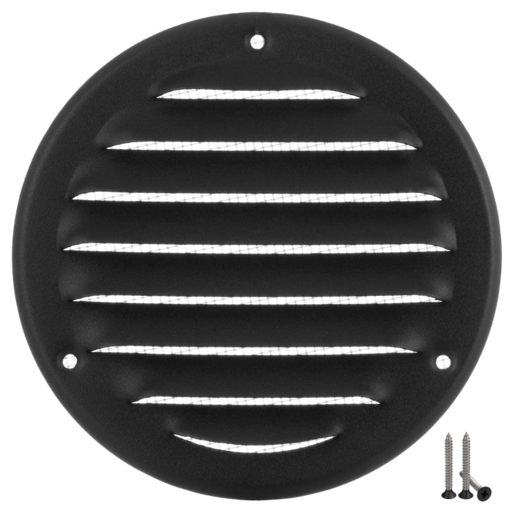 LIRAST 100mm Vent Cover Anthracite - 4 inch Wall Vent Cover with Insect Mesh - Round Ceiling Soffit Vents - External Vent Cover - Metal Ventilation Grilles - Air Vent Covers for Walls