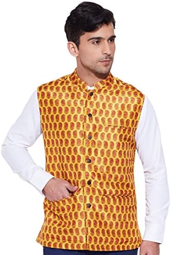 KOKOM Men Designer Digital Polyester Nehru Jacket Casual Wear Printed Waistcoat