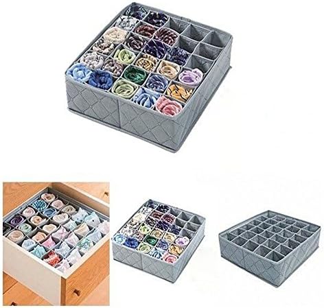 Foldable Closet Underwear Organizer Storage Drawer Box Bras Ties Socks Hanky Closet Organizers and Storage Dividers 30 Cell Grey