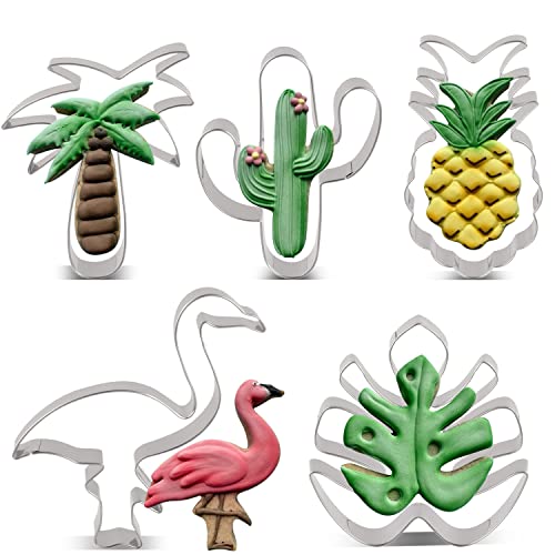 LILIAO Tropical Flamingo Cookie Cutter Set 5 Piece Flamingo, Palm