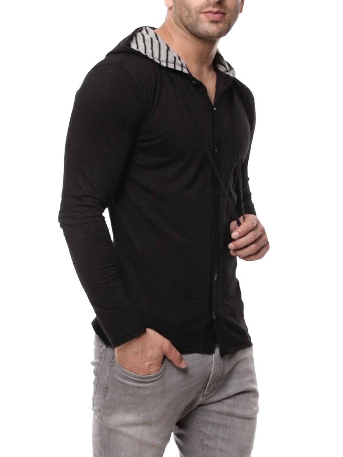 gritstones black full sleeve hooded t shirt gsfshd1289blk