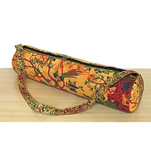 GANESHAM HANDICRAFTS Indian Handmade Ethnic Gym Exercise Sports Cotton Unisex Cross Body Boho Hobo Full Zip Yoga Mat Carrier Bag With Adjustable Shoulder Strap