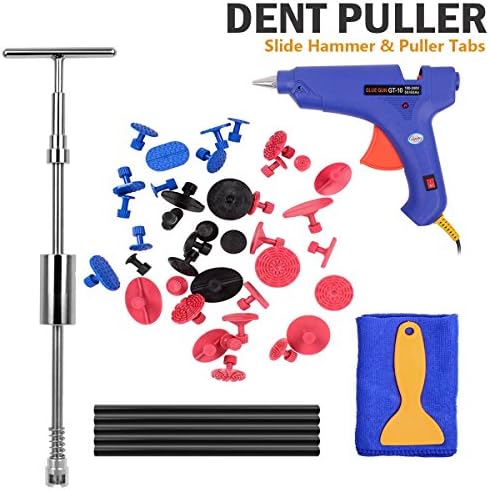 Paintless Dent Repair Tools Kit - Grip PRO Slide Hammer with 39pcs Dent Removal Pulling Tabs Glue Gun Glue Sticks Dent Puller Car Dent Repair Tools for Vehicle SUV Car Auto Body Hail Damage Removal