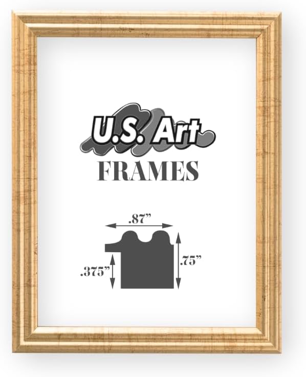 Photo Albums, Frames & Accessories - US Art Frames 20x28 Traditional Style Antique Gold Thin .75 Inch Wide, Solid Wood, Wall Decor Picture Poster Photo Frame