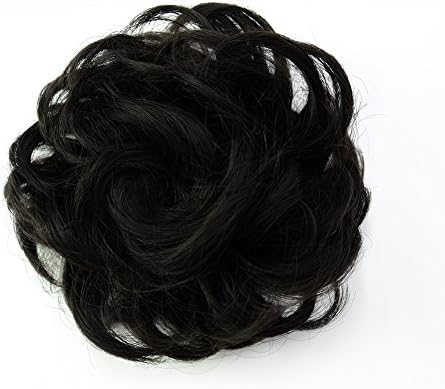 Synthetic Chignon Hair Curly Updo Hair Bun Donut Extension Messy Dish Scrunchie Scrunchy Color Variation Short Hair Pieces (1b#) (4)