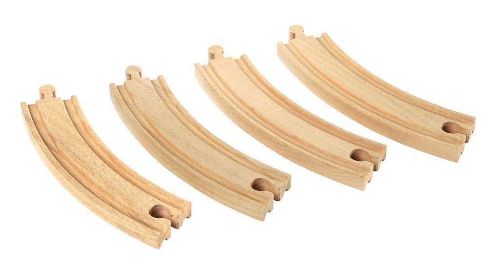 BRIO World Large Curved Wooden Train Track for Kids Age 3 Years Up - Railway Accessories and Add Ons
