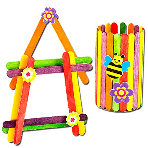 200 PCS Colorful Craft Sticks Natural Wooden 4-1/2" Length Treat Sticks Great for DIY Craft Creative Designs