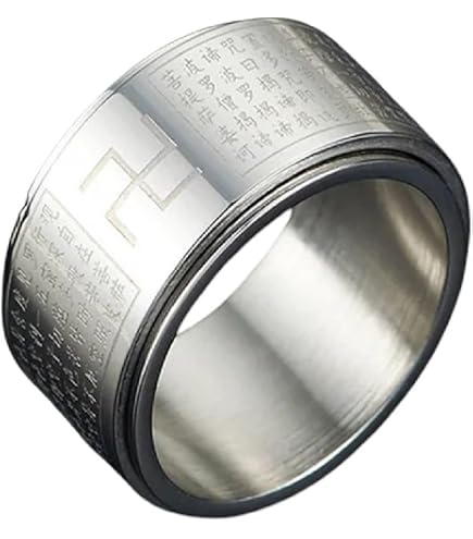 EZSONA Mens Gold-Tone Stainless Steel Buddhist Swastika Spinner