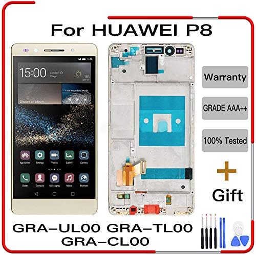 for Huawei P8 LCD Display Touch Screen Digitizer Assembly with Frame Replacement GRA-UL00 GRA-TL00 GRA-CL00 for 5.2" Huawei P8 LCD (Black Without Frame)
