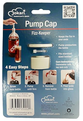 Jokari Fizz Keeper Pump Cap for 2 Liter Soda Bottles 2 Pack Pressurizing Carbonation Saver for Soft Drinks Reusable Cap Keeps Soda Fizzy Dishwasher Safe for 1 to 2 Liter Bottles